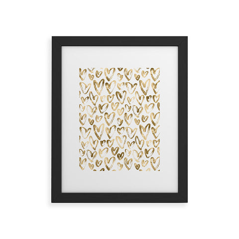 Nature Magick Gold Love Hearts Pattern Framed Art Print