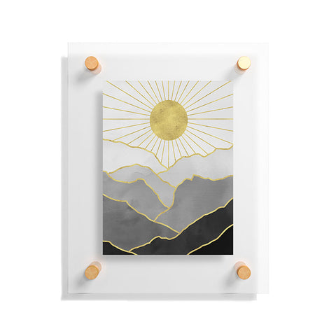 Nature Magick Gold Mountain Sunrise Floating Acrylic Print