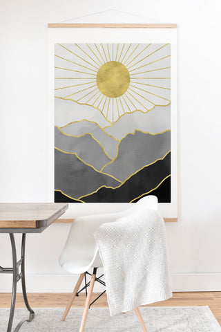 Nature Magick Gold Mountain Sunrise Art Print And Hanger