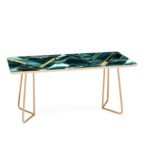 Nature Magick Gold Teal Geometric Mountains Coffee Table