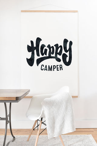 Nature Magick HAPPY CAMPER Black and White R Art Print And Hanger