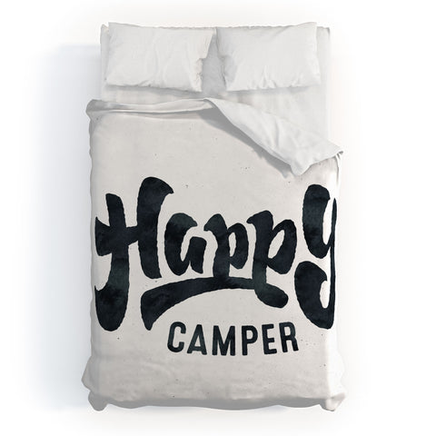 Nature Magick HAPPY CAMPER Black and White R Duvet Cover