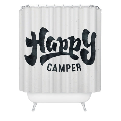 Nature Magick HAPPY CAMPER Black and White R Shower Curtain