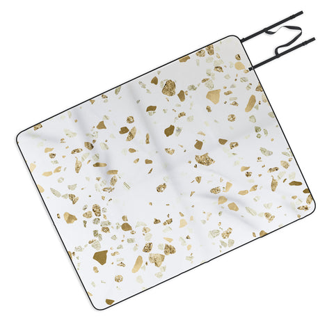 Nature Magick Metallic Gold Terrazzo Sparkle Picnic Blanket
