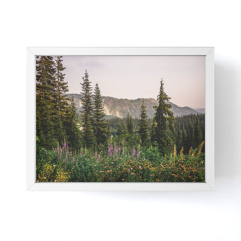 Nature Magick Mount Rainier Wildflower Adventure National Park Wanderlust Framed Mini Art Print