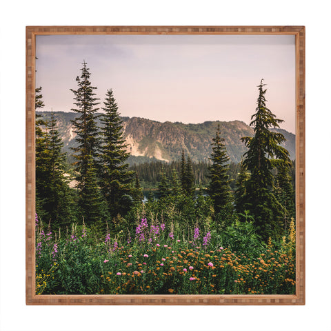 Nature Magick Mount Rainier Wildflower Adventure National Park Wanderlust Square Tray