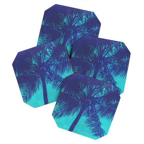 Nature Magick Palm Trees Summer Turquoise Coaster Set