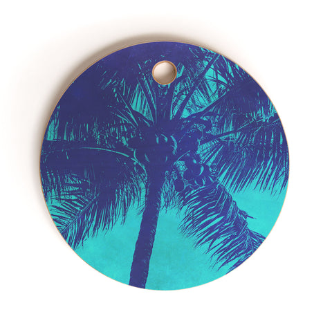 Nature Magick Palm Trees Summer Turquoise Cutting Board Round