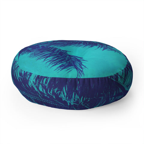 Nature Magick Palm Trees Summer Turquoise Floor Pillow Round