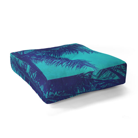 Nature Magick Palm Trees Summer Turquoise Floor Pillow Square