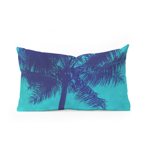 Nature Magick Palm Trees Summer Turquoise Oblong Throw Pillow