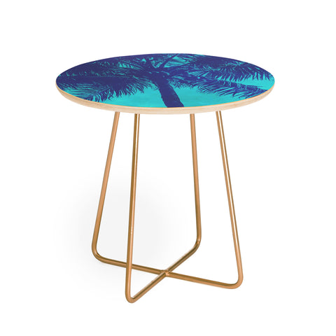 Nature Magick Palm Trees Summer Turquoise Round Side Table