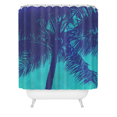 Nature Magick Palm Trees Summer Turquoise Shower Curtain