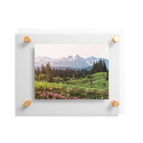 Nature Magick Pink Mountain Wildflowers Floating Acrylic Print