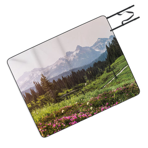 Nature Magick Pink Mountain Wildflowers Picnic Blanket