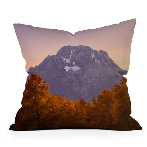 Nature Magick Rocky Mountain Tetons Sunset Throw Pillow