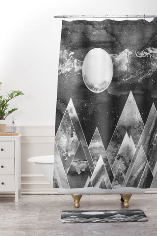 Nature Magick Silver Geometric Mountains Shower Curtain And Mat