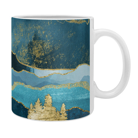 Nature Magick Teal and Gold Mountain Stars Coffee Mug