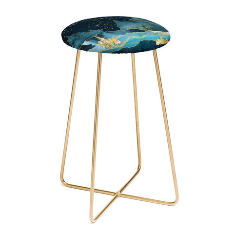 Nature Magick Teal and Gold Mountain Stars Counter Stool