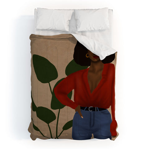 nawaalillustrations girl in red Comforter