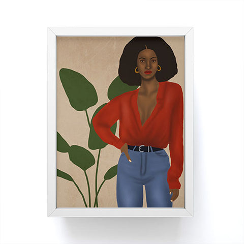 nawaalillustrations girl in red Framed Mini Art Print