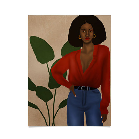 nawaalillustrations girl in red Poster