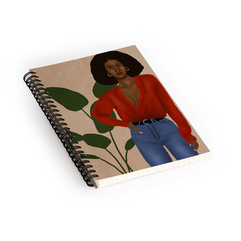 nawaalillustrations girl in red Spiral Notebook