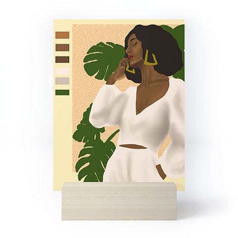 nawaalillustrations girl in white Mini Art Print