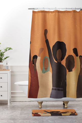 nawaalillustrations Power to the people Shower Curtain And Mat