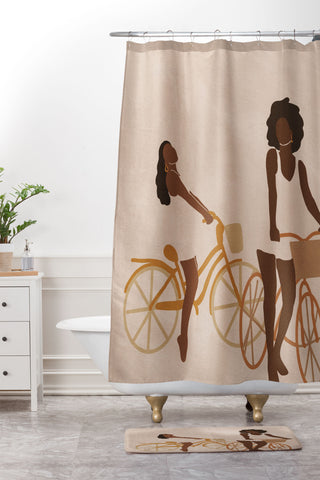 nawaalillustrations Sunday morning minimal Shower Curtain And Mat