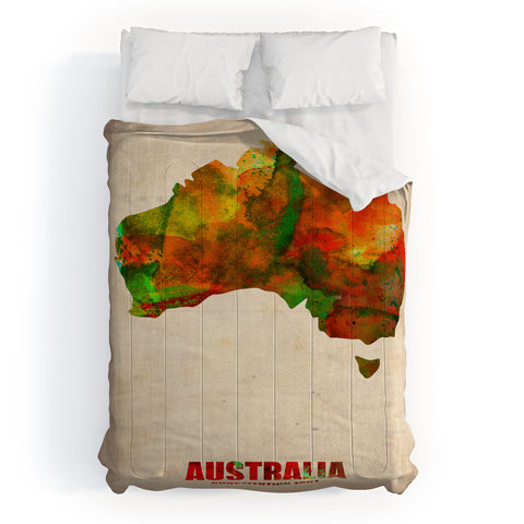 Naxart Australia Watercolor Map Comforter