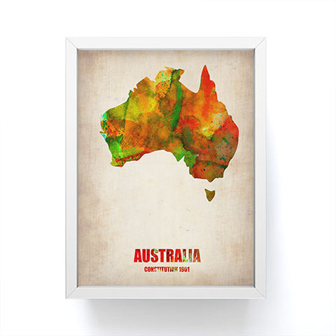 Naxart Australia Watercolor Map Framed Mini Art Print