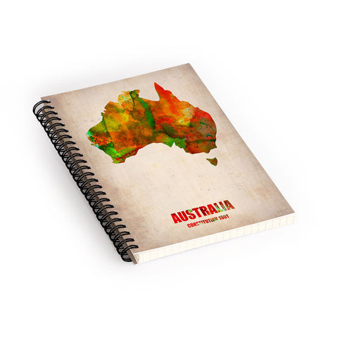 Naxart Australia Watercolor Map Spiral Notebook
