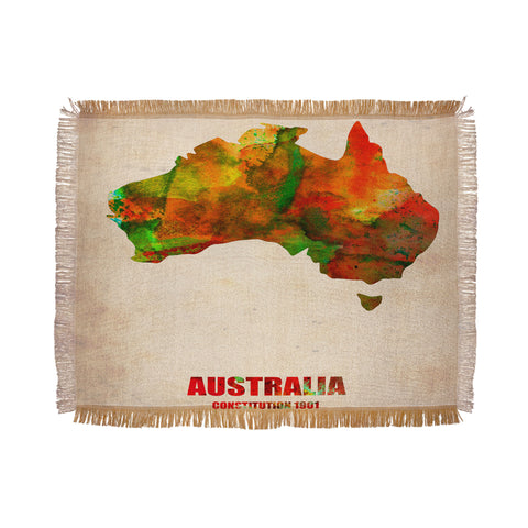 Naxart Australia Watercolor Map Throw Blanket