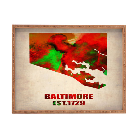 Naxart Baltimore Watercolor Map Rectangular Tray