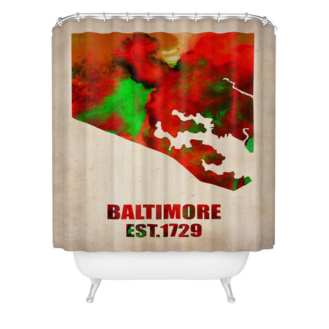 Naxart Baltimore Watercolor Map Shower Curtain