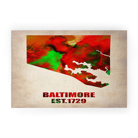 Naxart Baltimore Watercolor Map Welcome Mat
