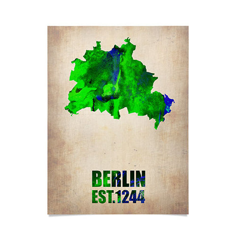 Naxart Berlin Watercolor Map Poster