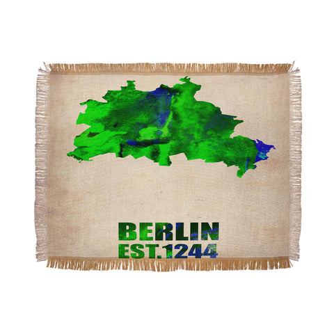 Naxart Berlin Watercolor Map Throw Blanket
