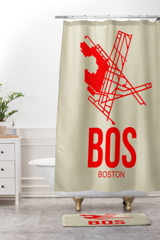 Naxart BOS Boston Poster 1 Shower Curtain And Mat