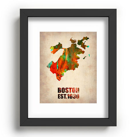 Naxart Boston Watercolor Map Recessed Framing Rectangle