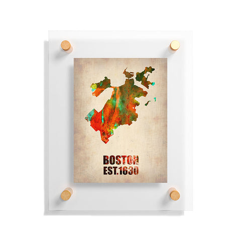 Naxart Boston Watercolor Map Floating Acrylic Print