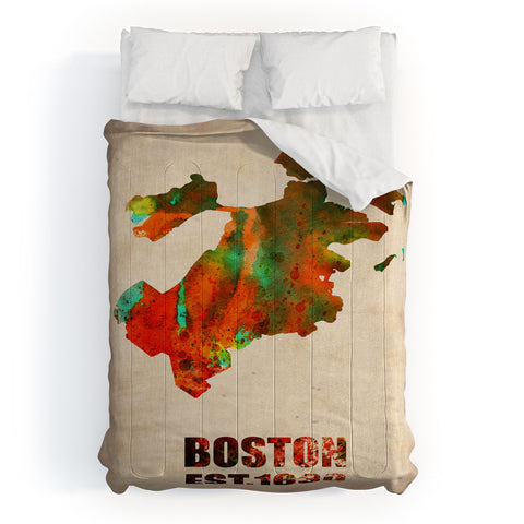 Naxart Boston Watercolor Map Comforter