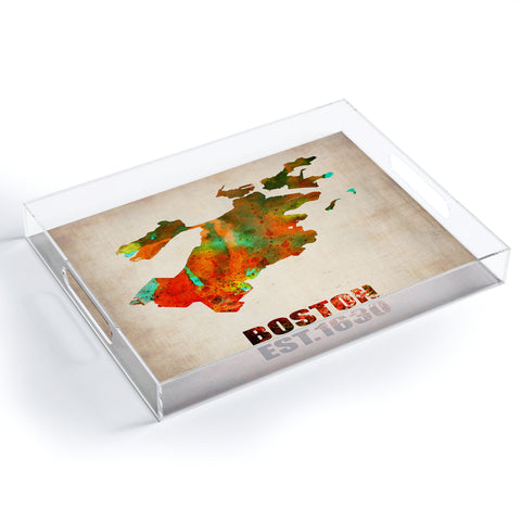 Naxart Boston Watercolor Map Acrylic Tray