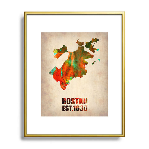 Naxart Boston Watercolor Map Metal Framed Art Print