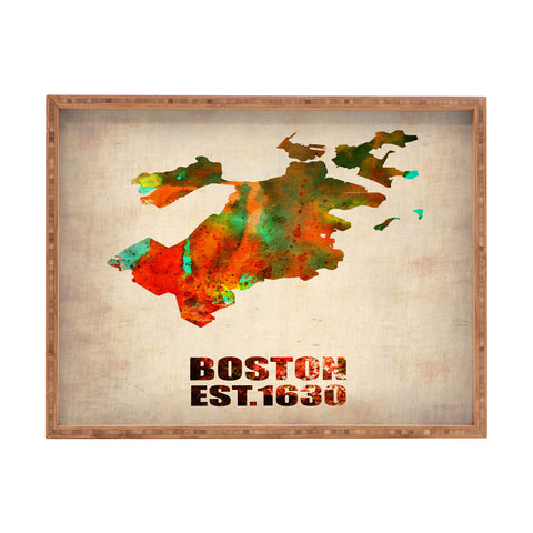 Naxart Boston Watercolor Map Rectangular Tray
