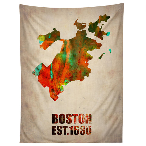 Naxart Boston Watercolor Map Tapestry
