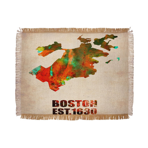 Naxart Boston Watercolor Map Throw Blanket