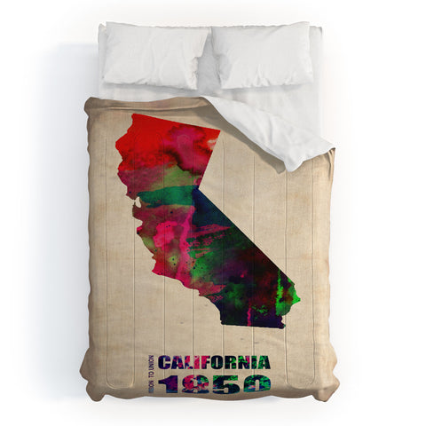 Naxart California Watercolor Map Comforter