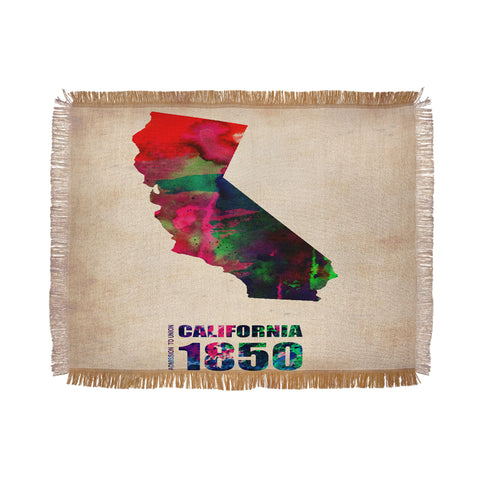 Naxart California Watercolor Map Throw Blanket